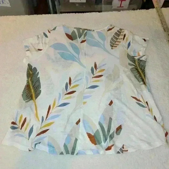Cynthia Rowley Linen Top Womens 1X Boho Flowy Fall Floral Leaves Lagenlook - Picture 14 of 16